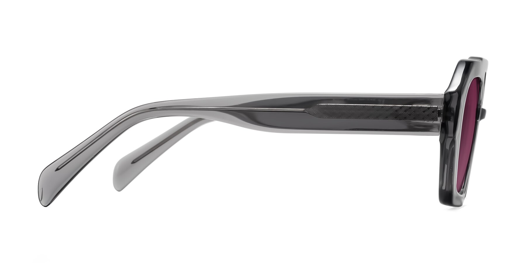 Side of Silva in Gray with Wine Tinted Lenses