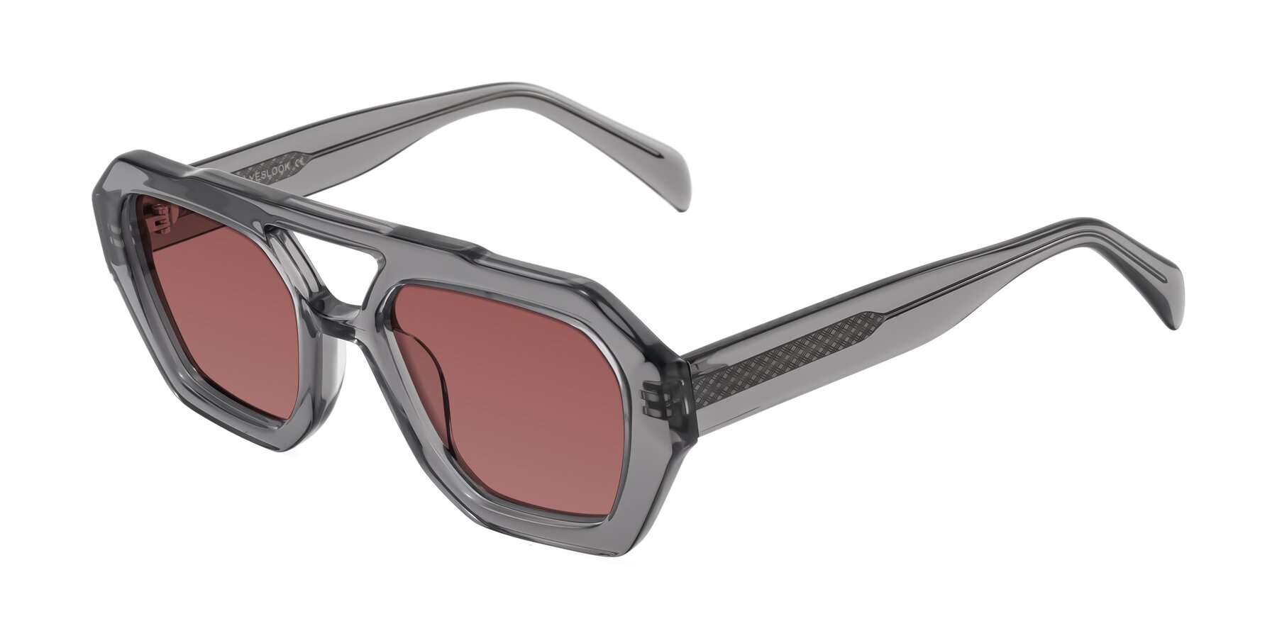 Angle of Silva in Gray with Garnet Tinted Lenses