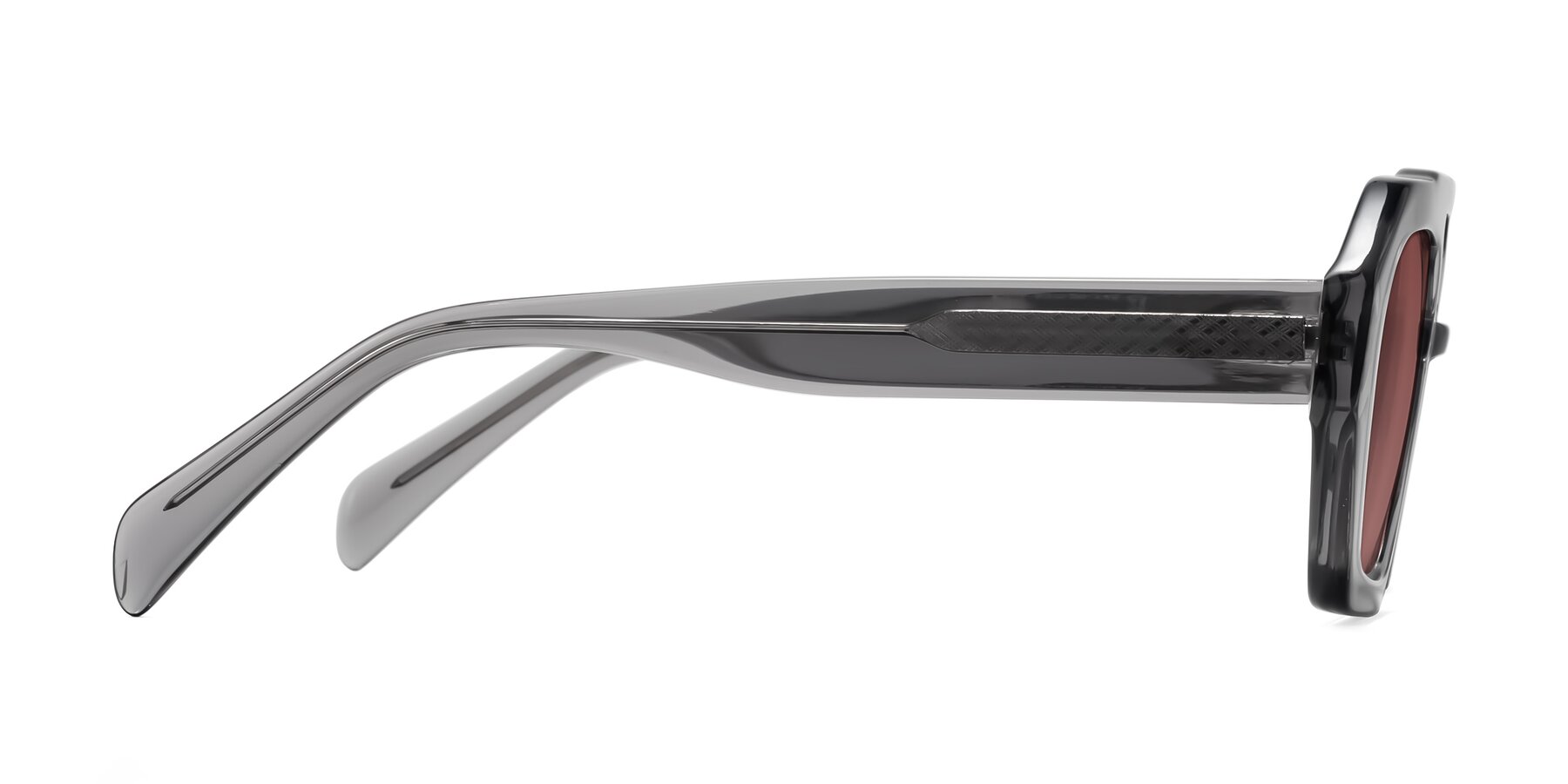 Side of Silva in Gray with Garnet Tinted Lenses