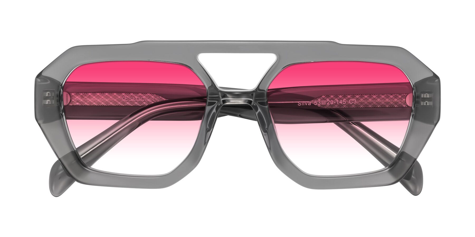 Folded Front of Silva in Gray with Pink Gradient Lenses