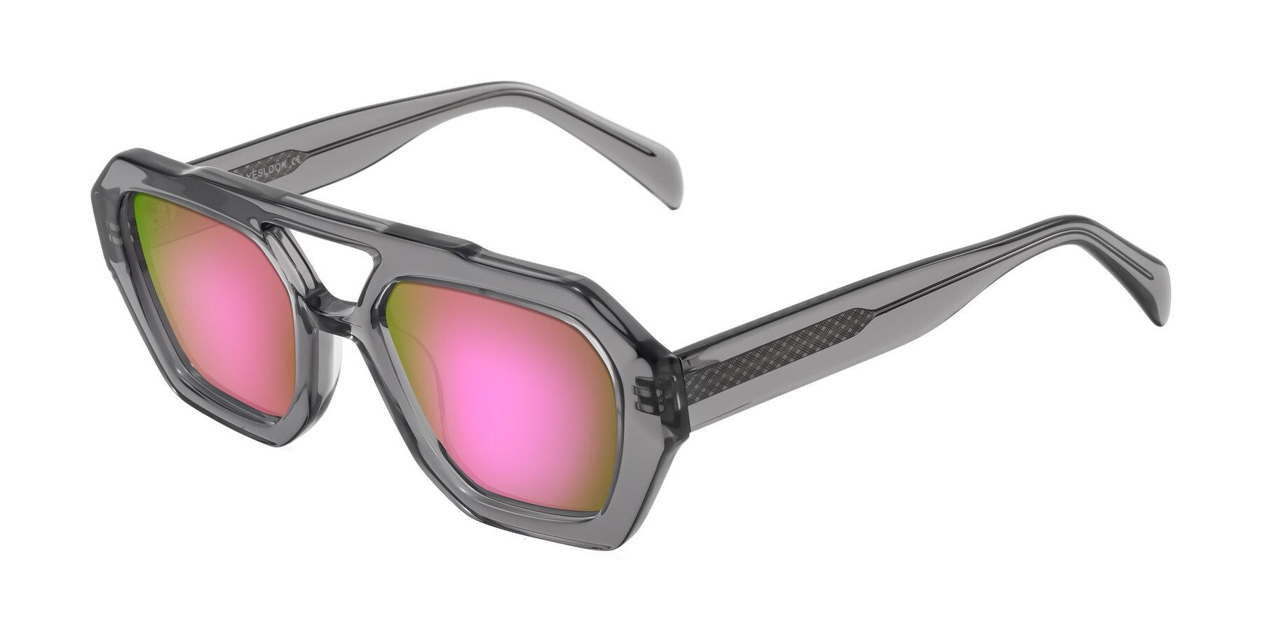 Angle of Silva in Gray with Pink Mirrored Lenses
