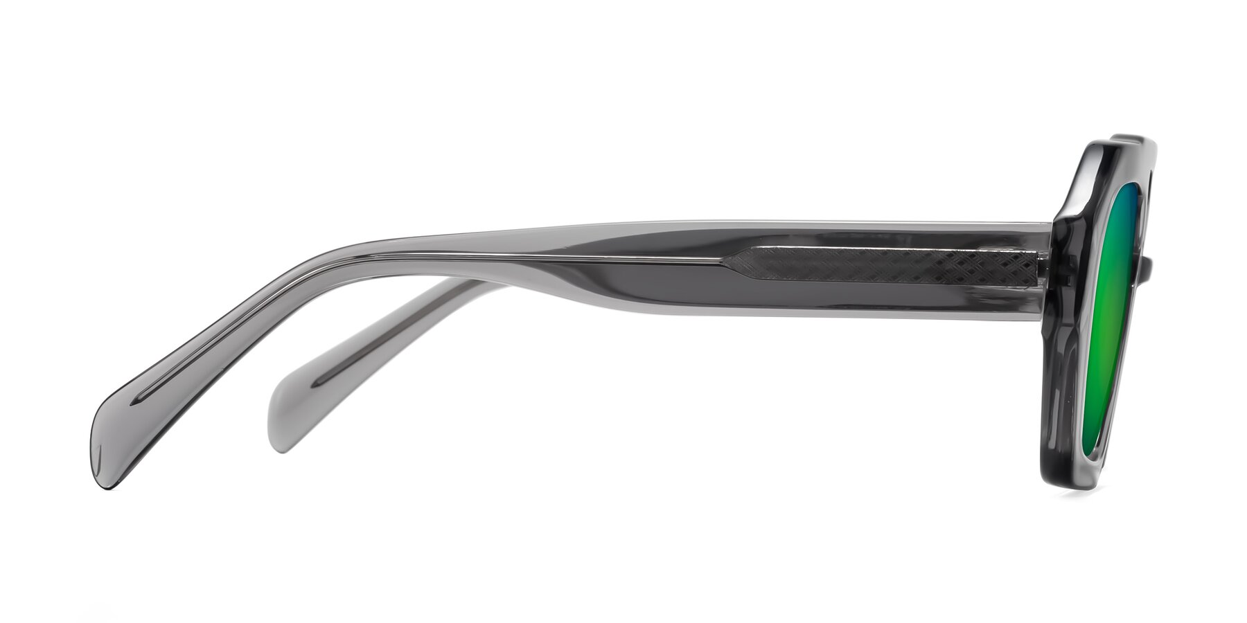 Side of Silva in Gray with Green Mirrored Lenses