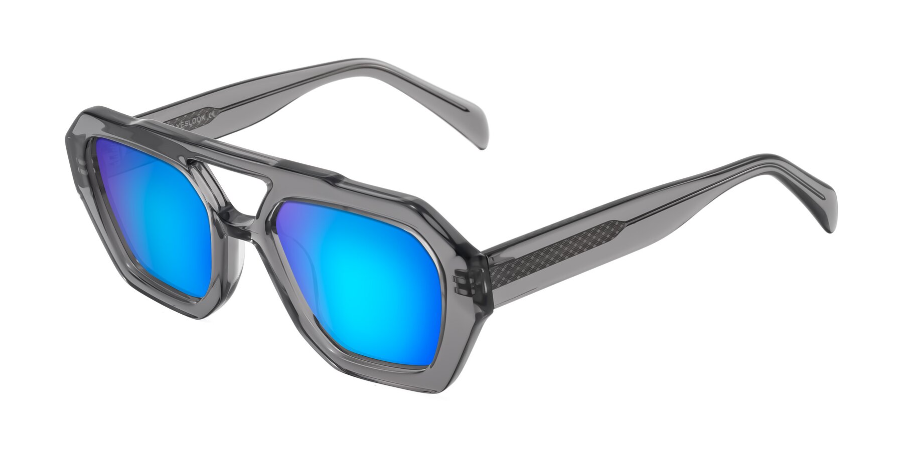 Angle of Silva in Gray with Blue Mirrored Lenses