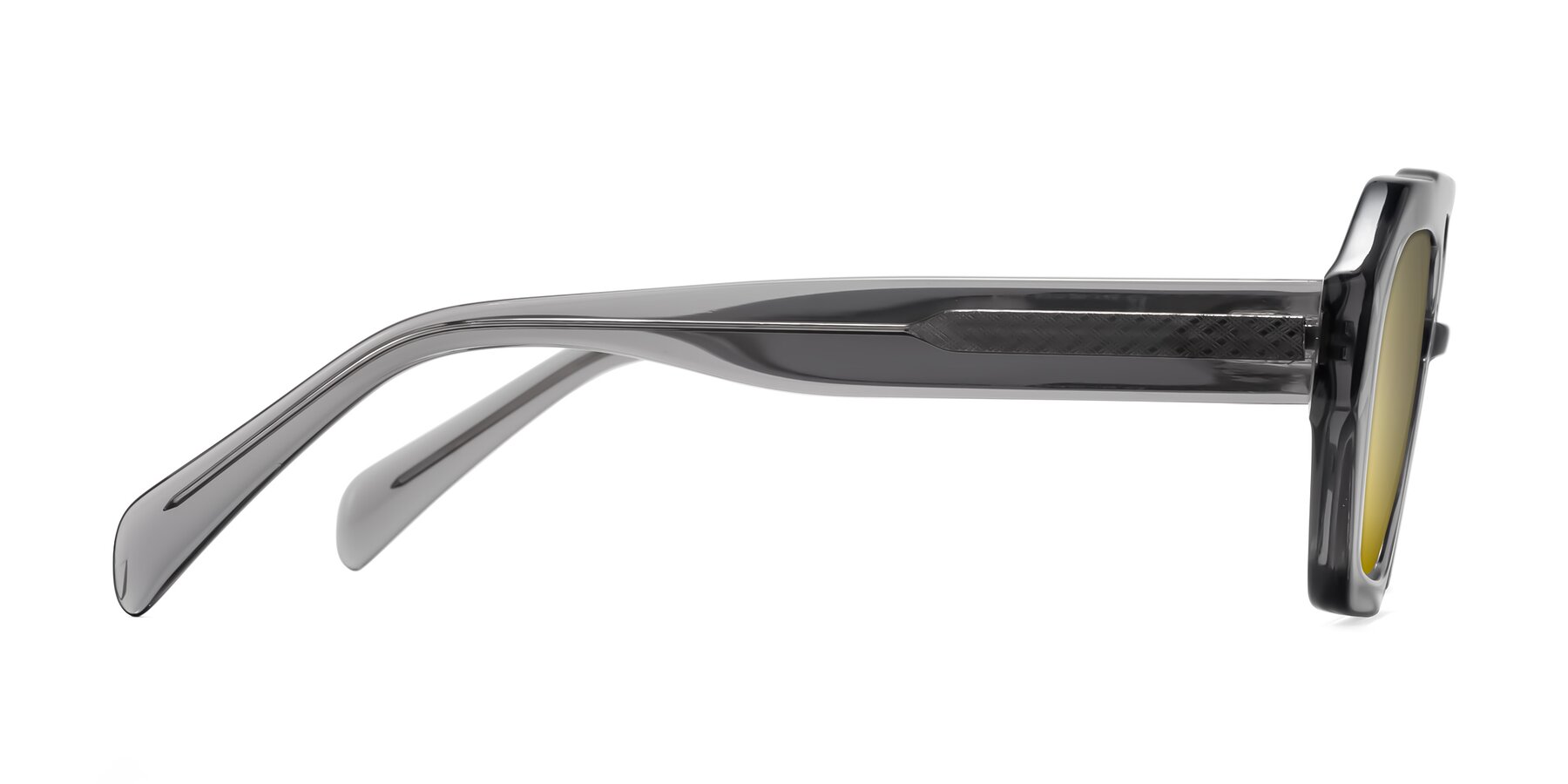 Side of Silva in Gray with Gold Mirrored Lenses