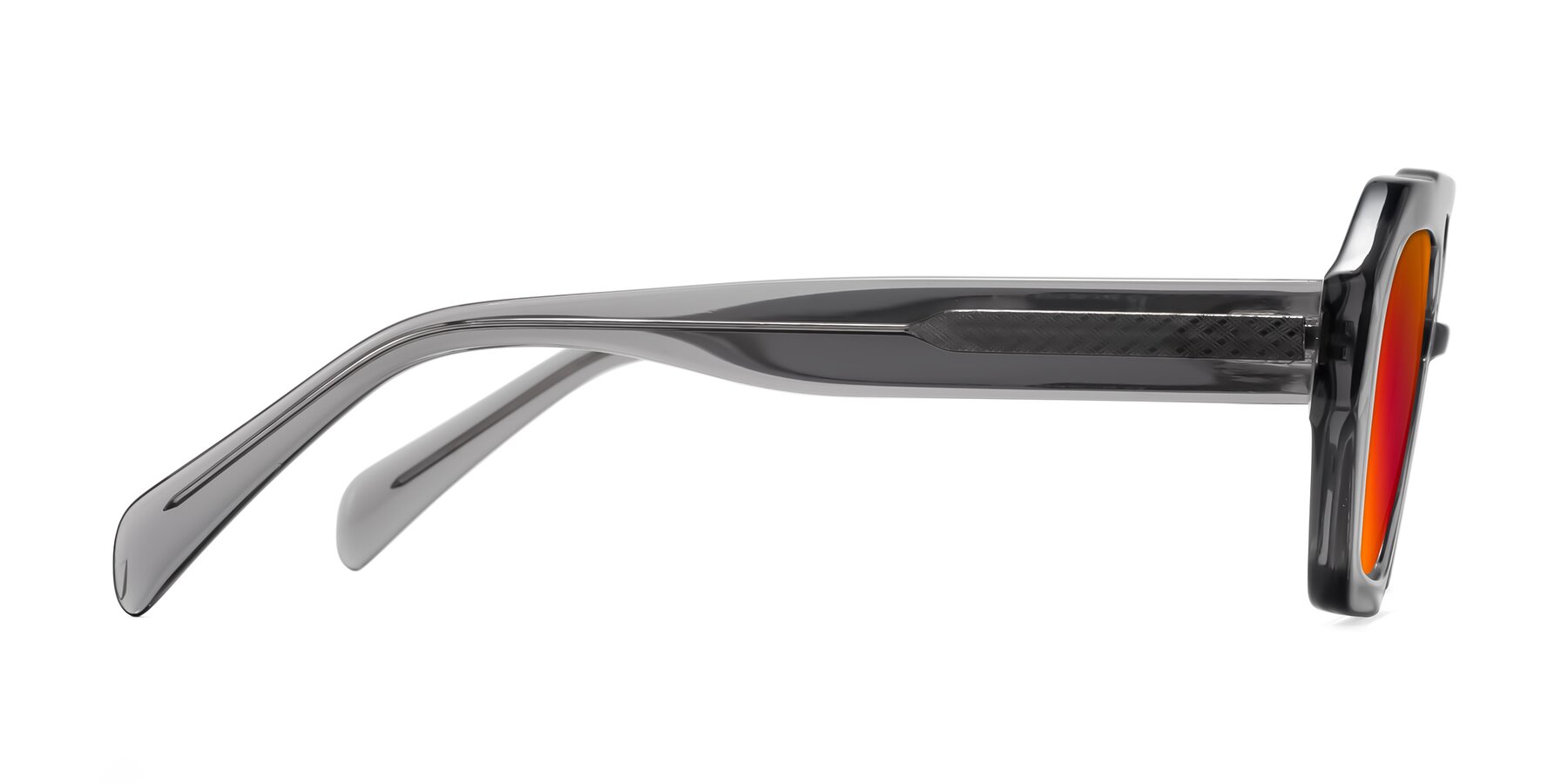 Side of Silva in Gray with Red Gold Mirrored Lenses