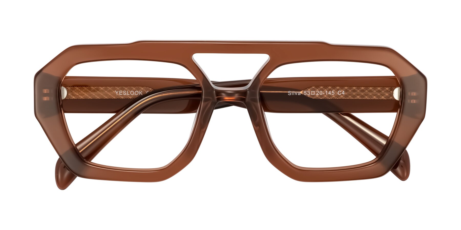 Folded Front of Silva in Brown with Clear Eyeglass Lenses