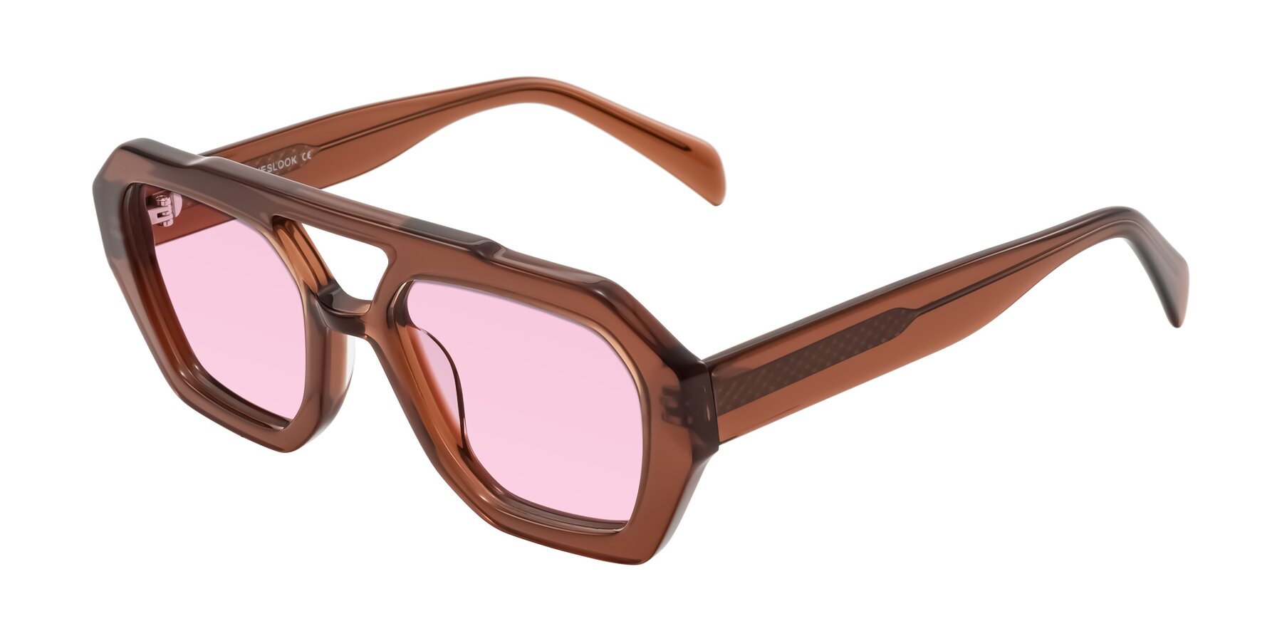 Angle of Silva in Brown with Light Pink Tinted Lenses