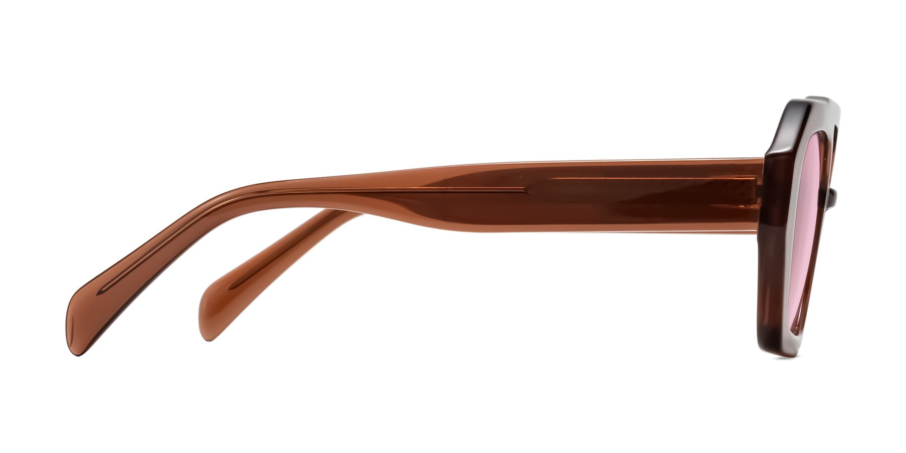 Side of Silva in Brown with Light Pink Tinted Lenses