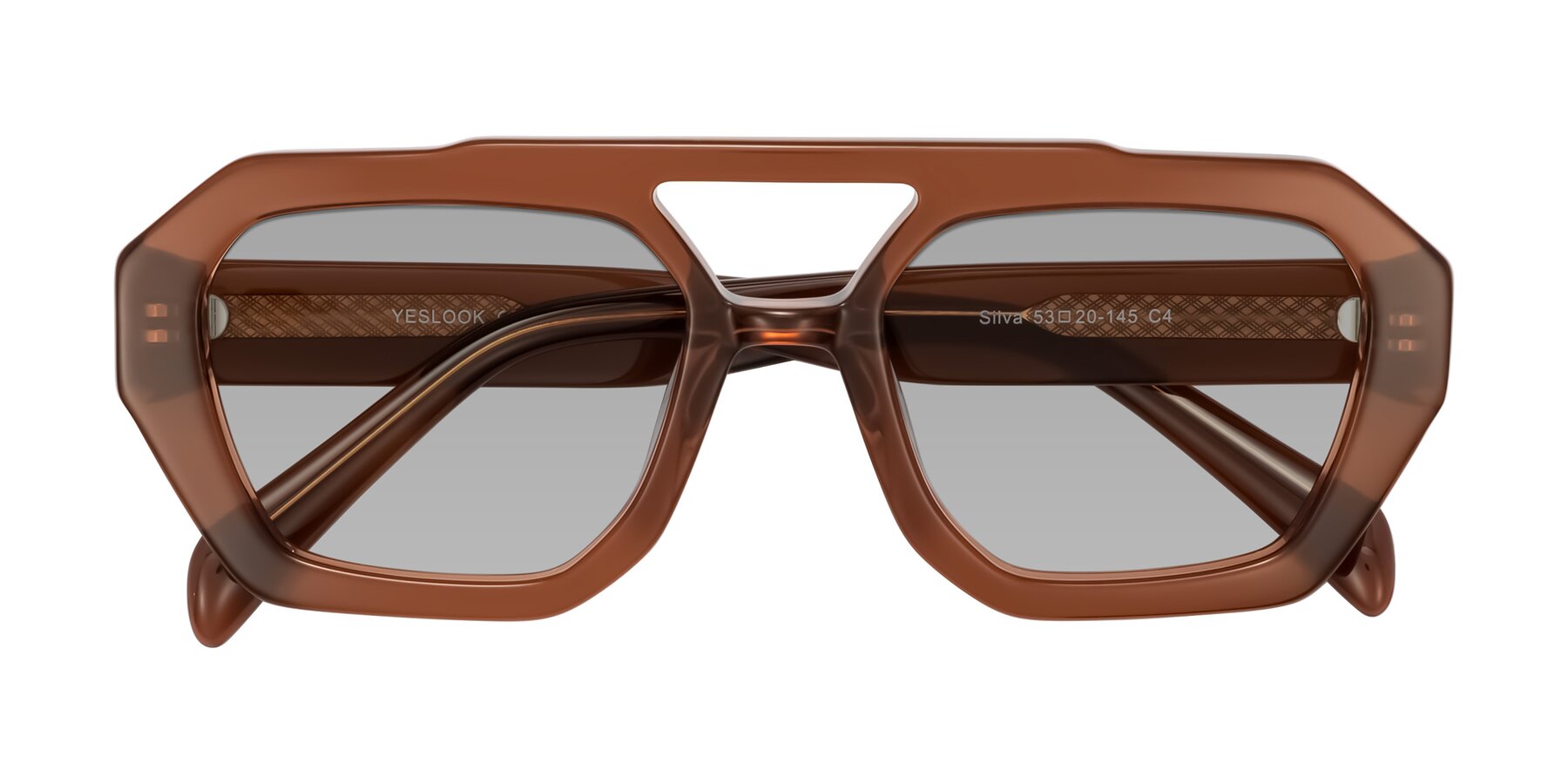 Folded Front of Silva in Brown with Light Gray Tinted Lenses