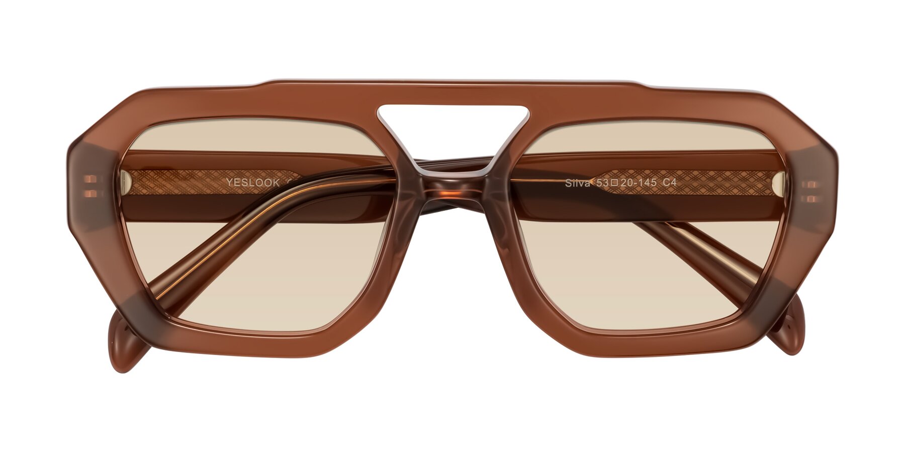 Folded Front of Silva in Brown with Light Brown Tinted Lenses