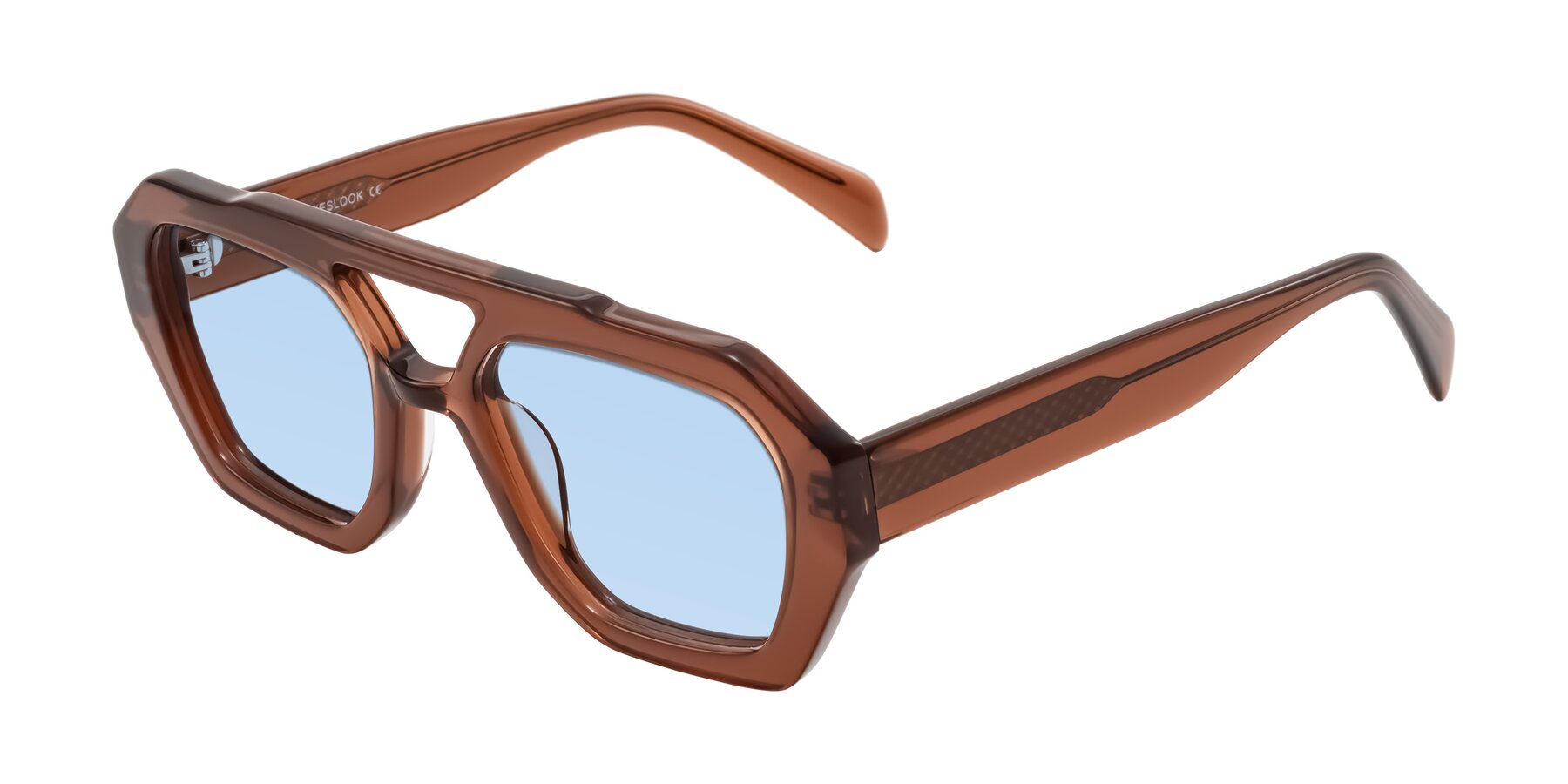 Angle of Silva in Brown with Light Blue Tinted Lenses