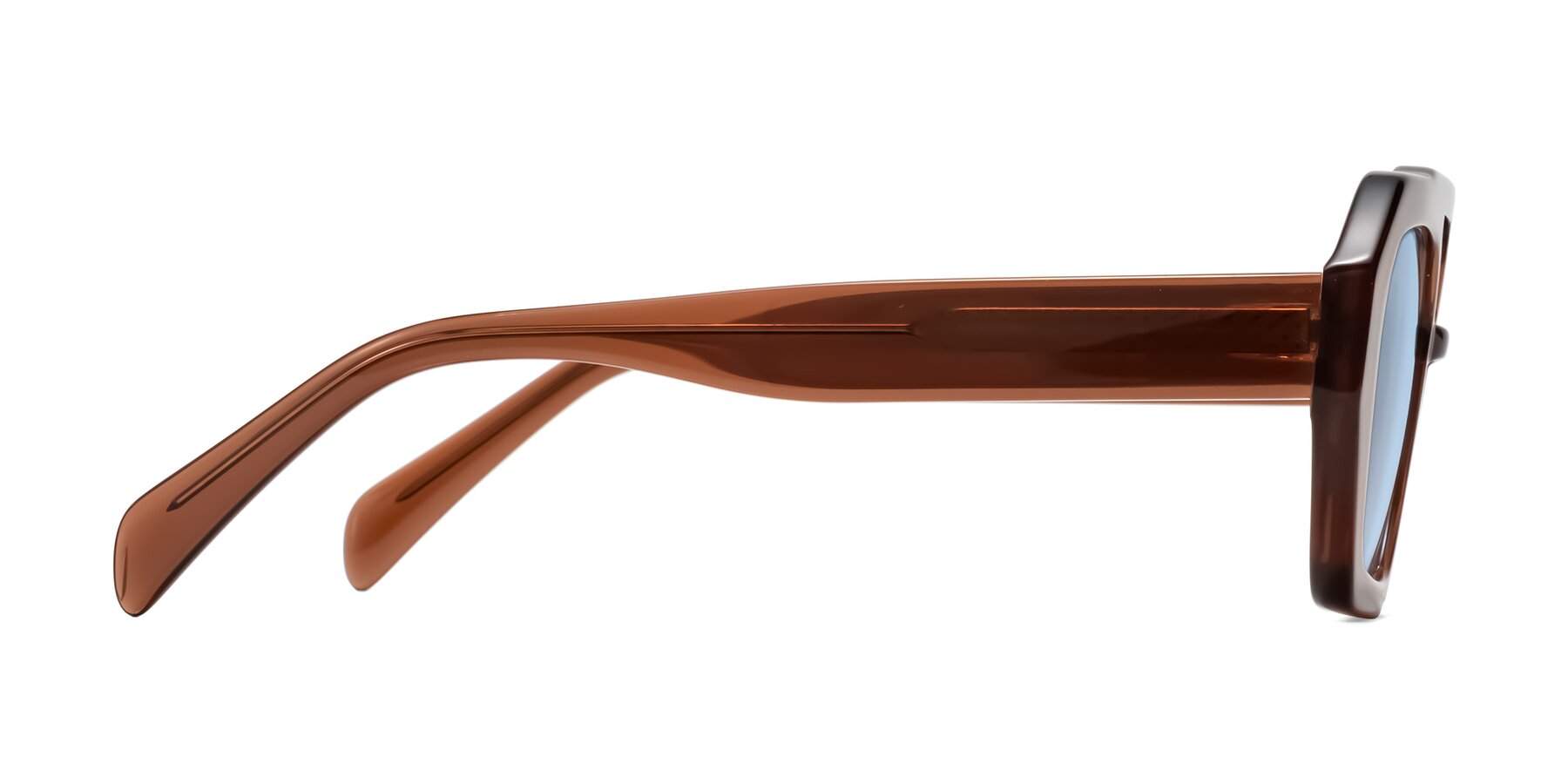 Side of Silva in Brown with Light Blue Tinted Lenses