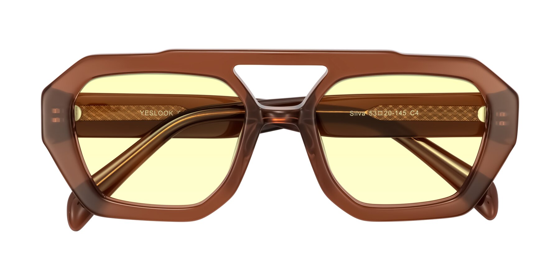 Folded Front of Silva in Brown with Light Yellow Tinted Lenses