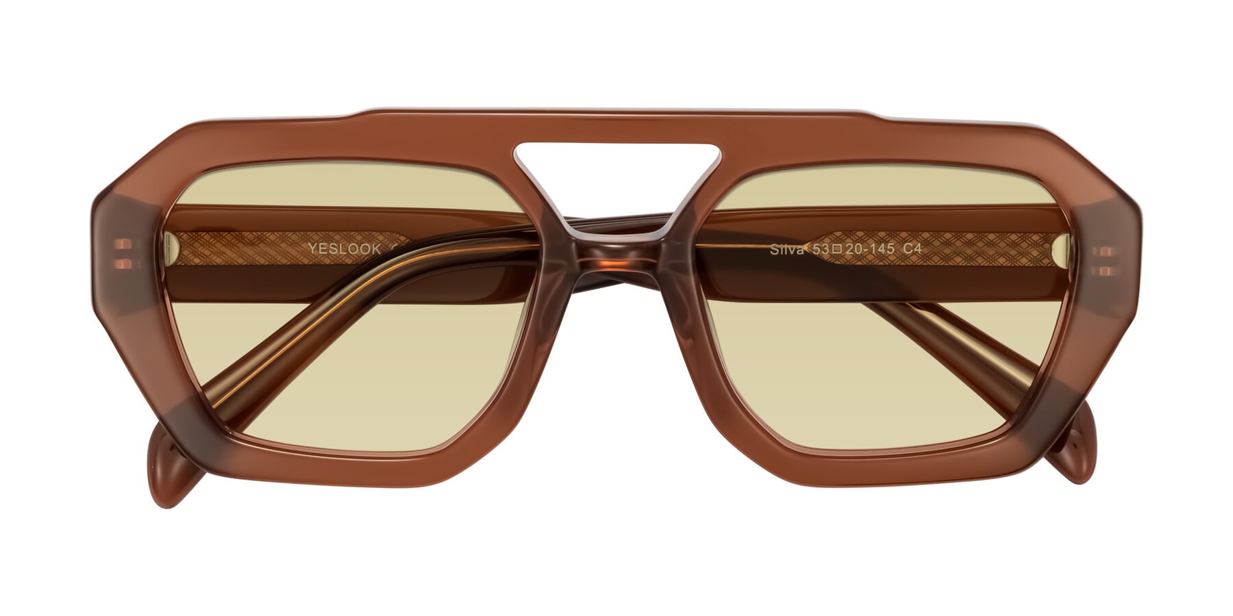Folded Front of Silva in Brown with Light Champagne Tinted Lenses