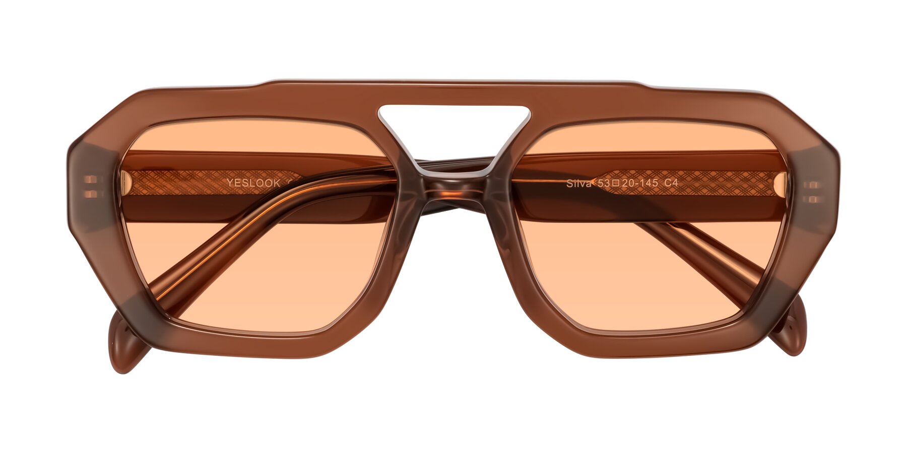 Folded Front of Silva in Brown with Light Orange Tinted Lenses