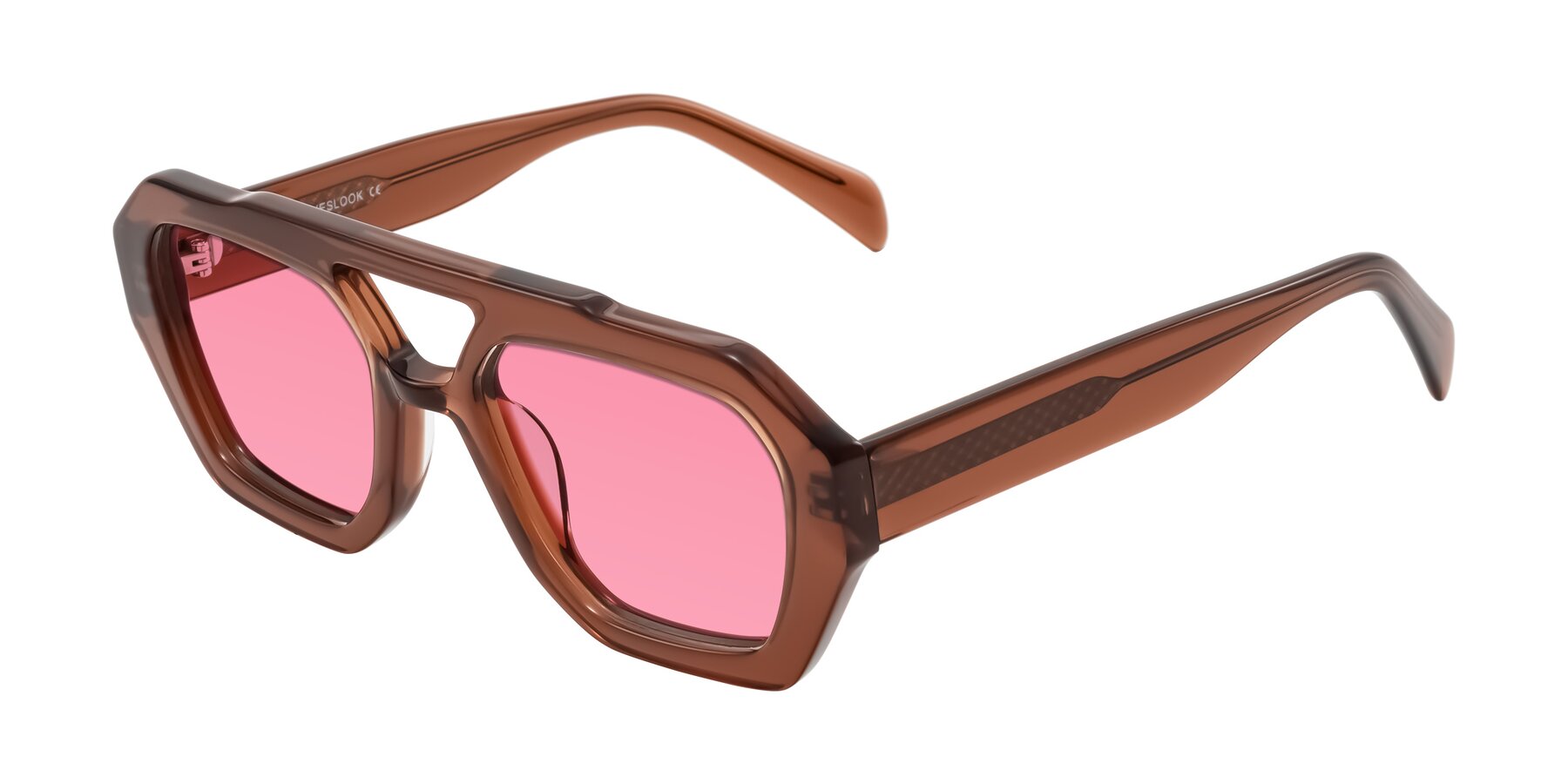 Angle of Silva in Brown with Pink Tinted Lenses