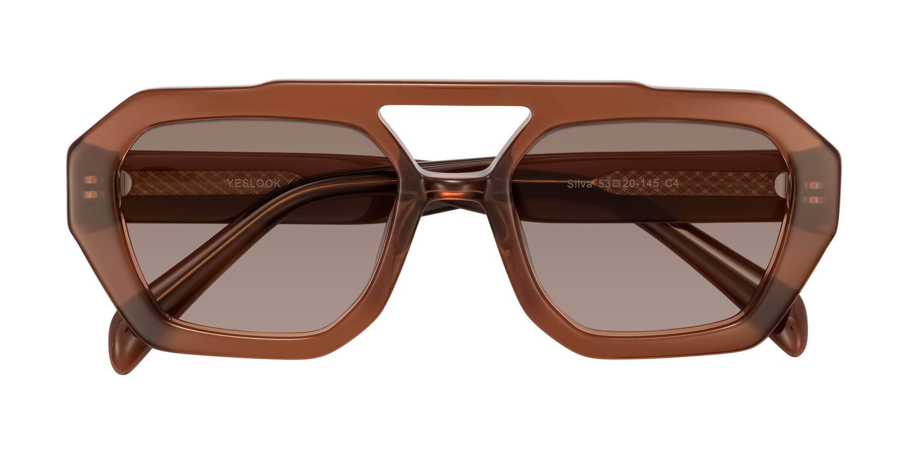 Folded Front of Silva in Brown with Medium Brown Tinted Lenses