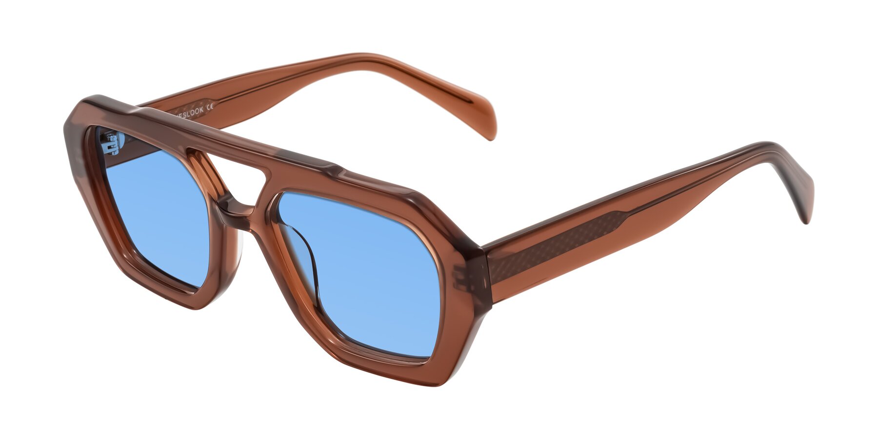 Angle of Silva in Brown with Medium Blue Tinted Lenses