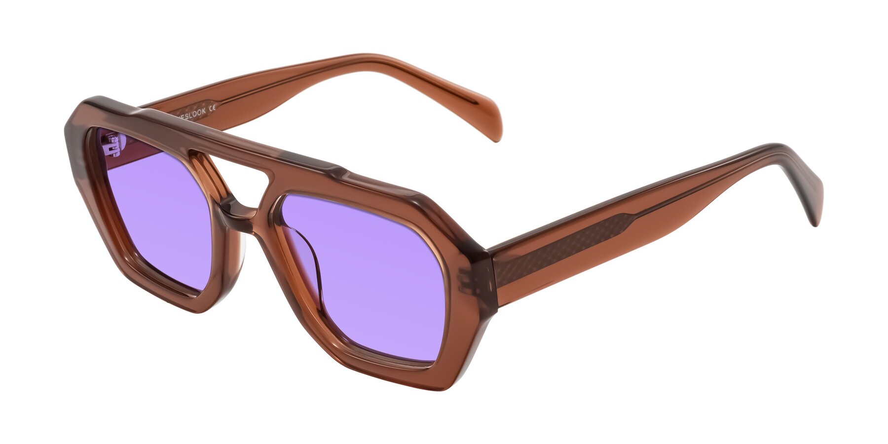 Angle of Silva in Brown with Medium Purple Tinted Lenses