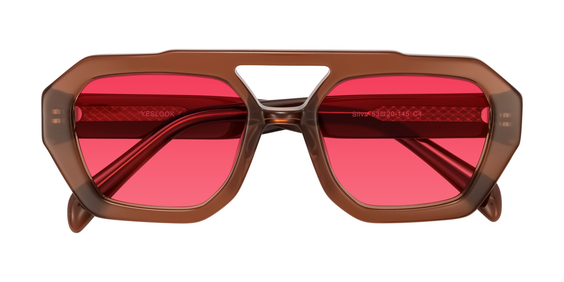 Folded Front of Silva in Brown with Red Tinted Lenses