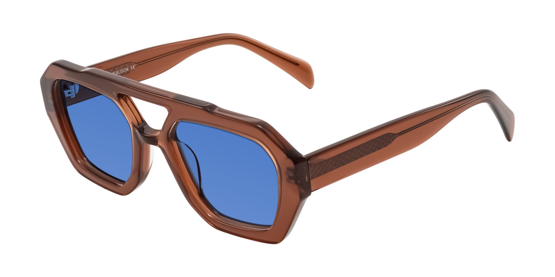 Angle of Silva in Brown with Blue Tinted Lenses