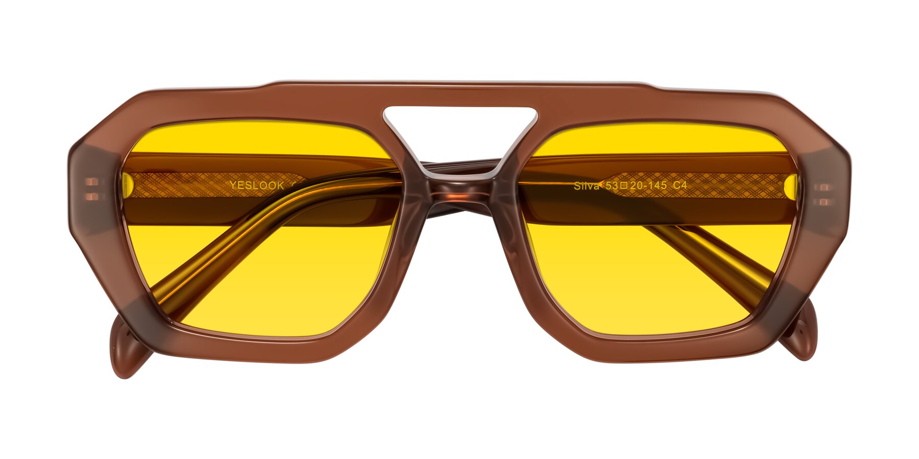 Folded Front of Silva in Brown with Yellow Tinted Lenses