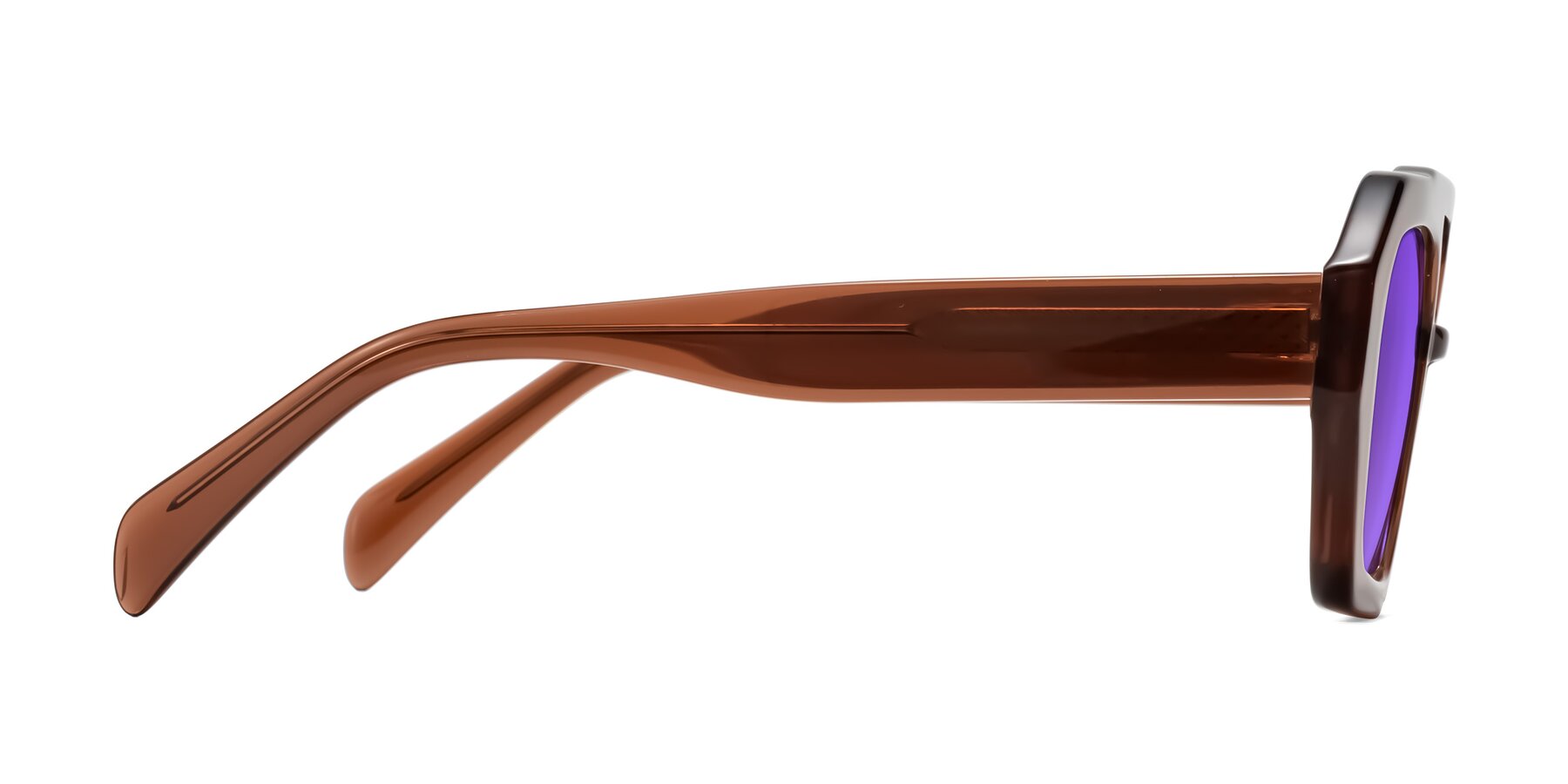 Side of Silva in Brown with Purple Tinted Lenses