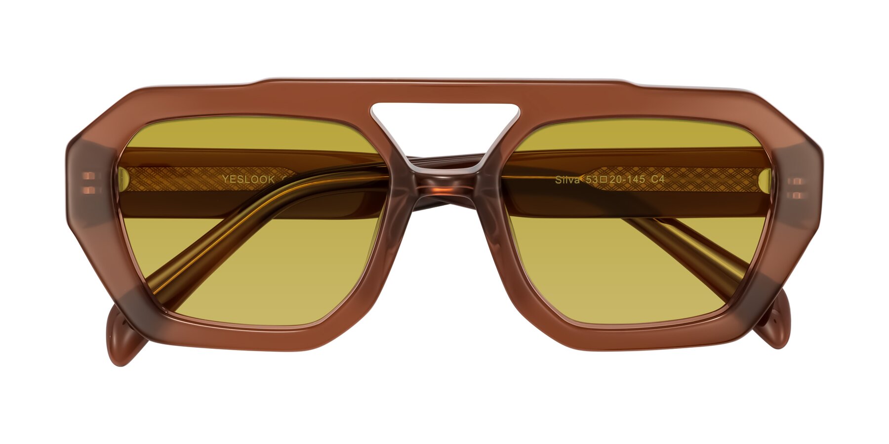 Folded Front of Silva in Brown with Champagne Tinted Lenses