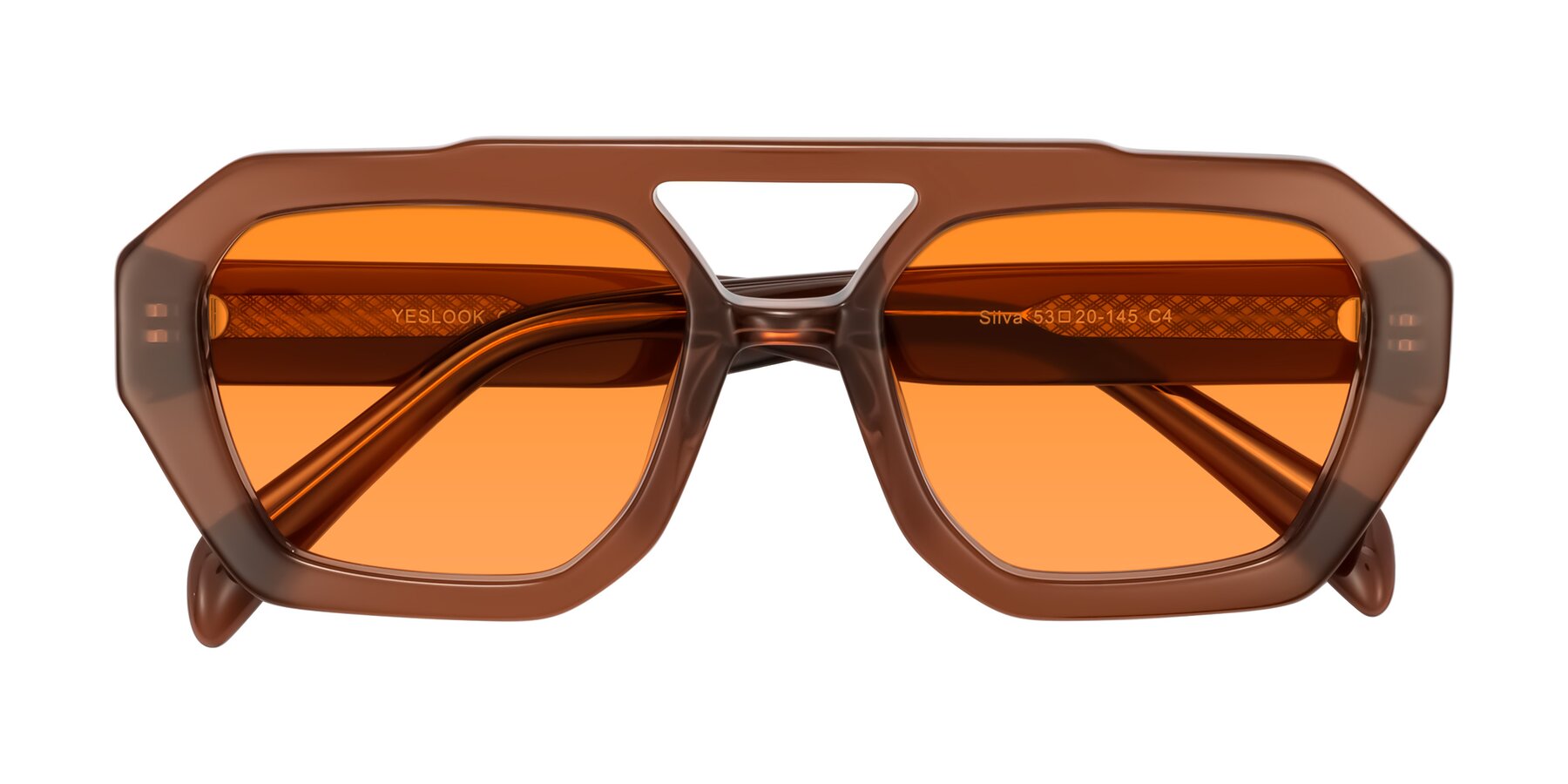 Folded Front of Silva in Brown with Orange Tinted Lenses