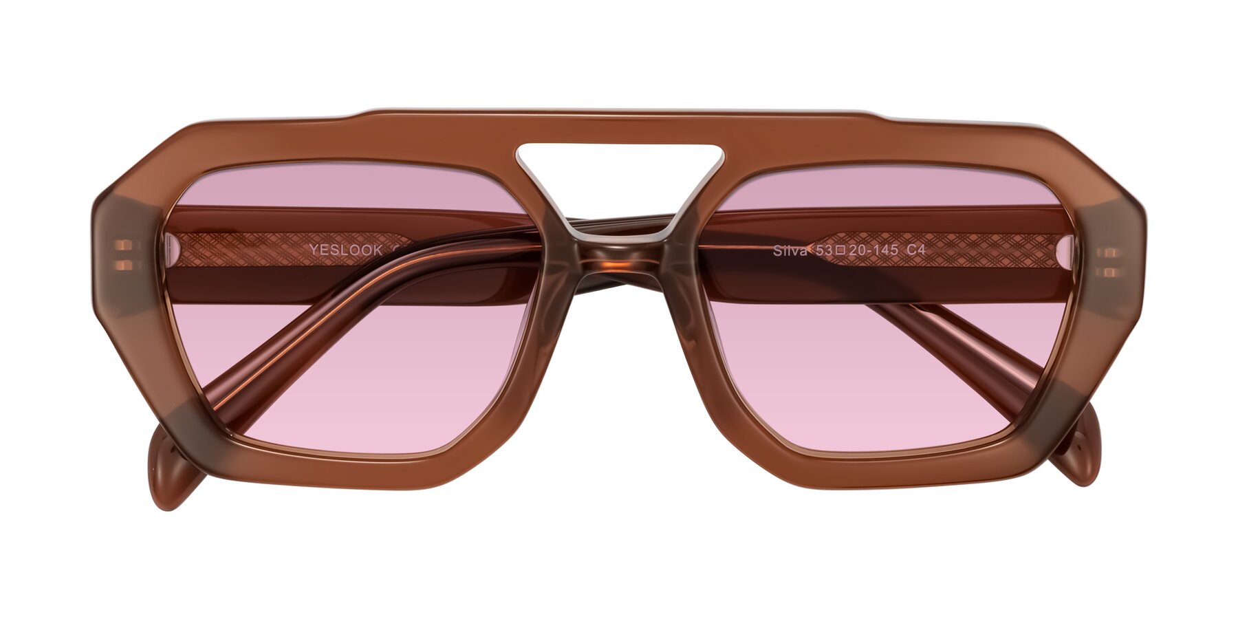 Folded Front of Silva in Brown with Light Wine Tinted Lenses
