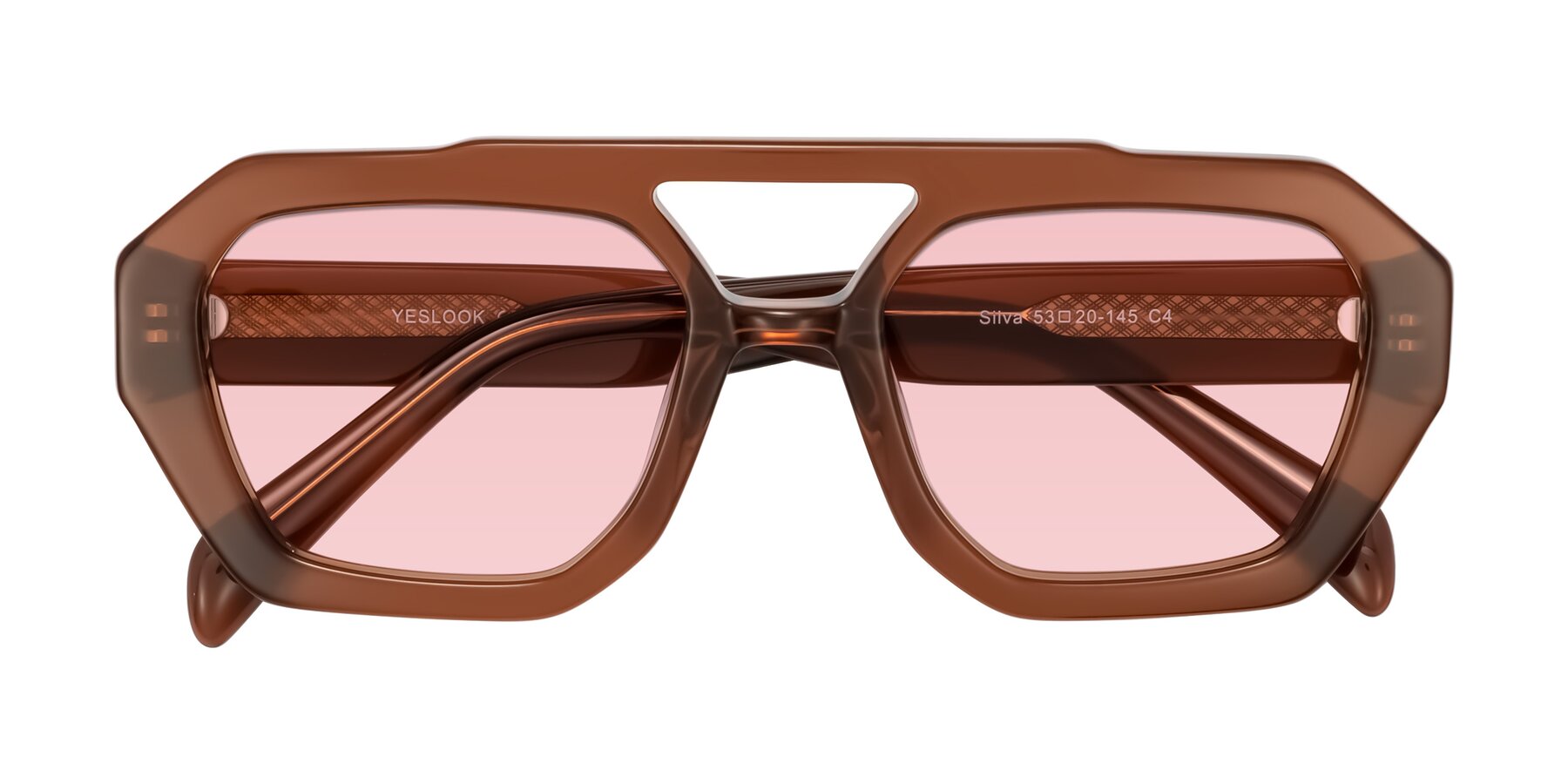Folded Front of Silva in Brown with Light Garnet Tinted Lenses