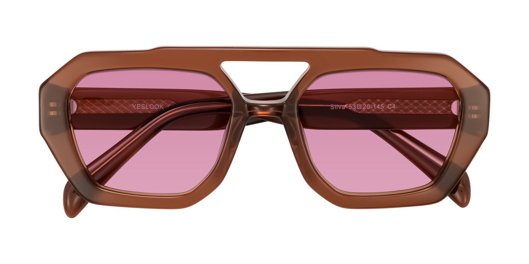 Folded Front of Silva in Brown with Medium Wine Tinted Lenses