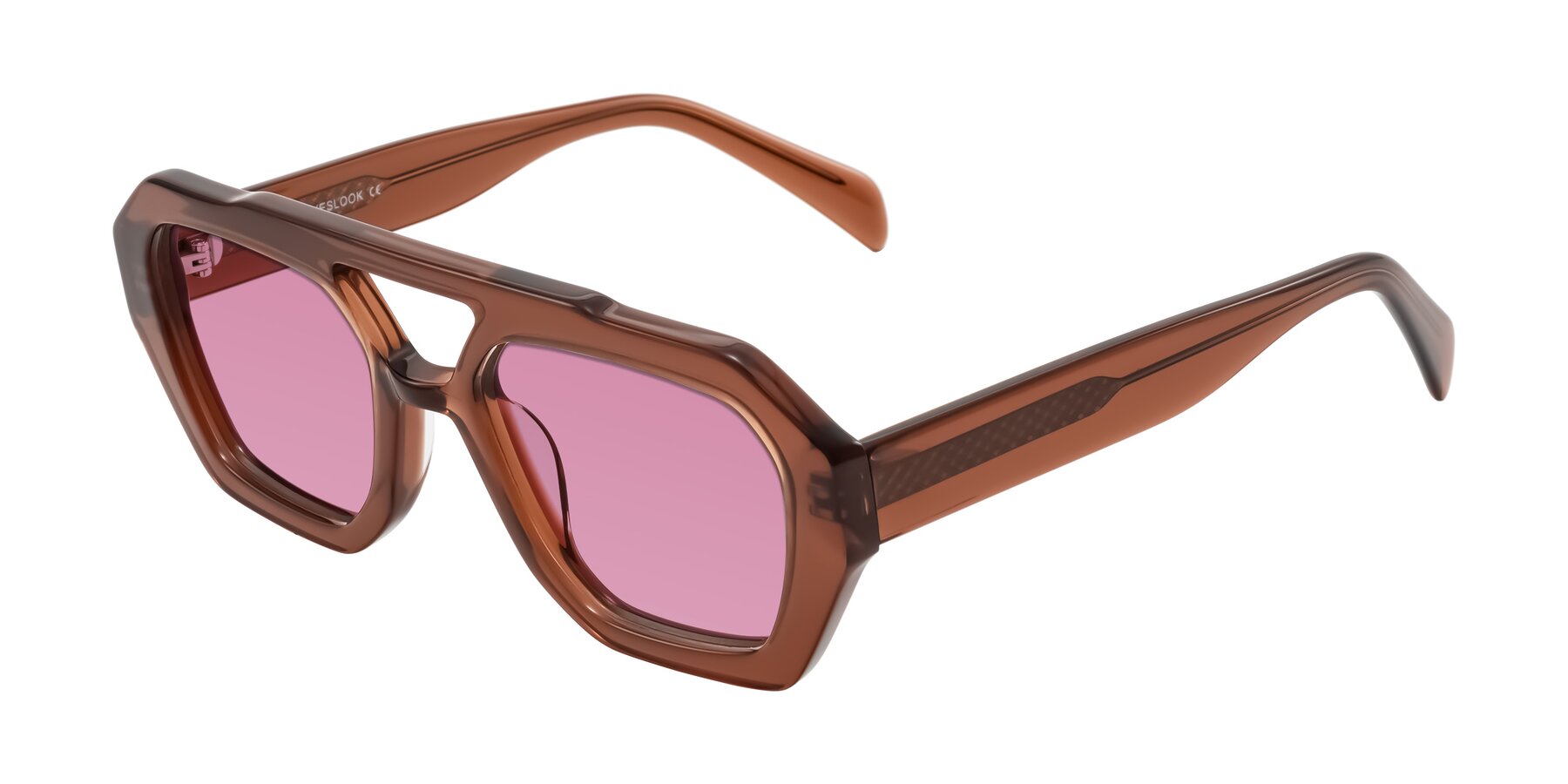Angle of Silva in Brown with Medium Wine Tinted Lenses