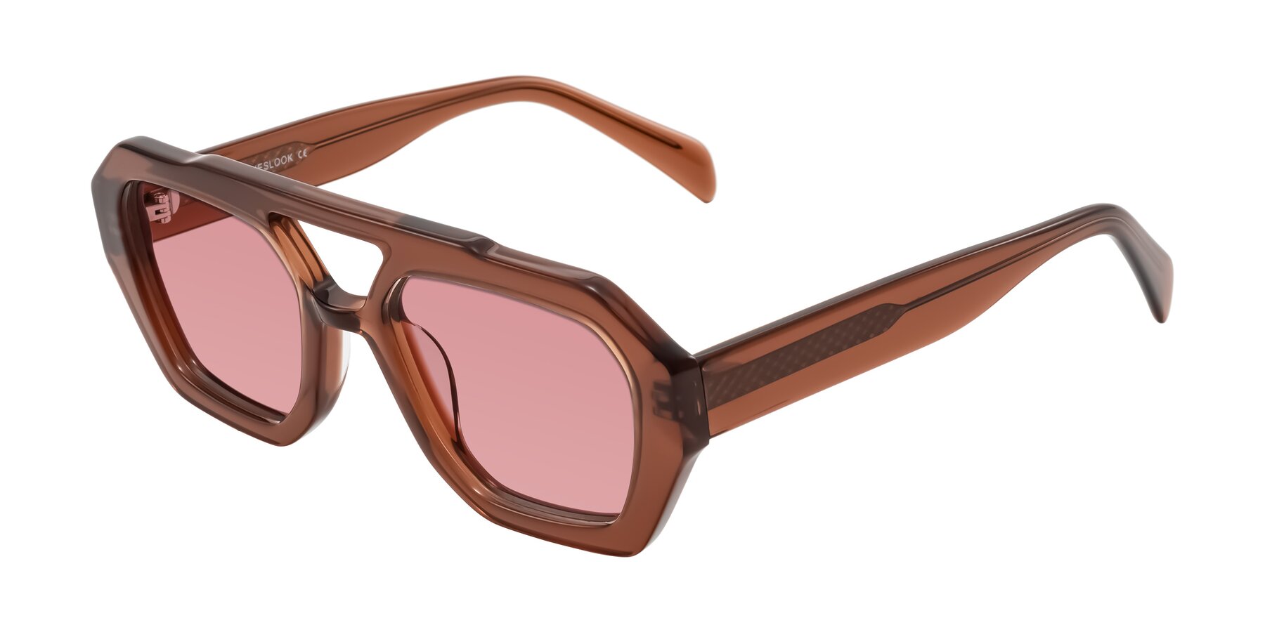 Angle of Silva in Brown with Medium Garnet Tinted Lenses