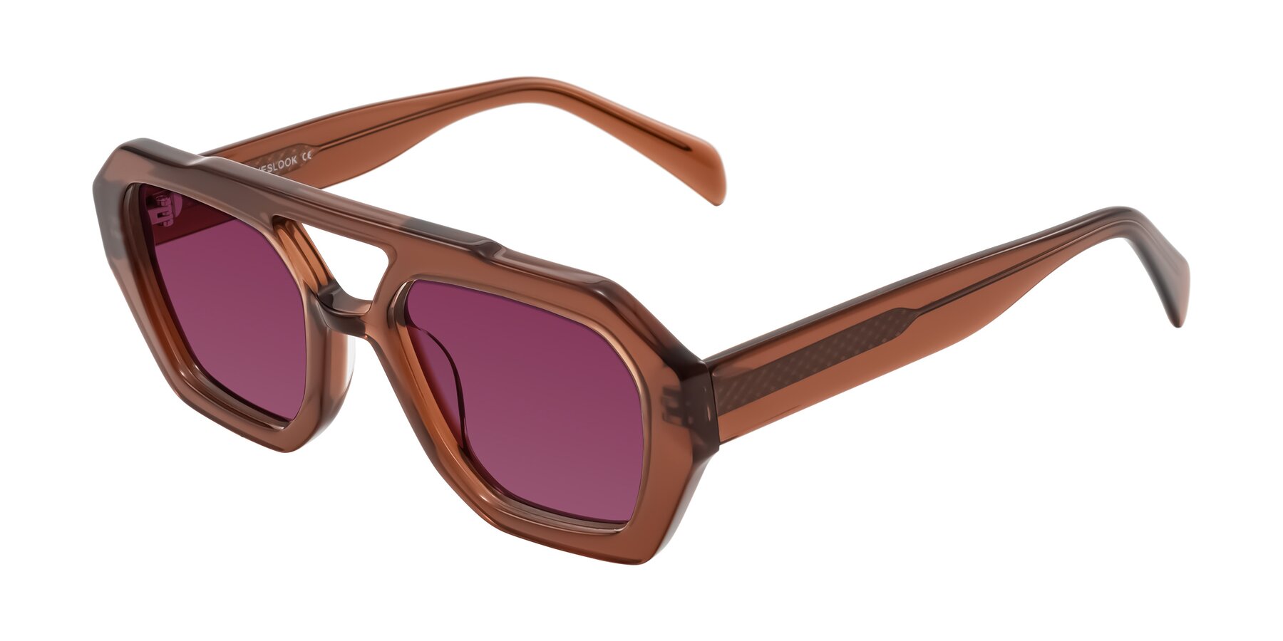 Angle of Silva in Brown with Wine Tinted Lenses