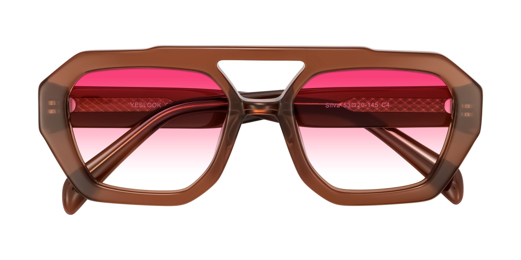 Folded Front of Silva in Brown with Pink Gradient Lenses