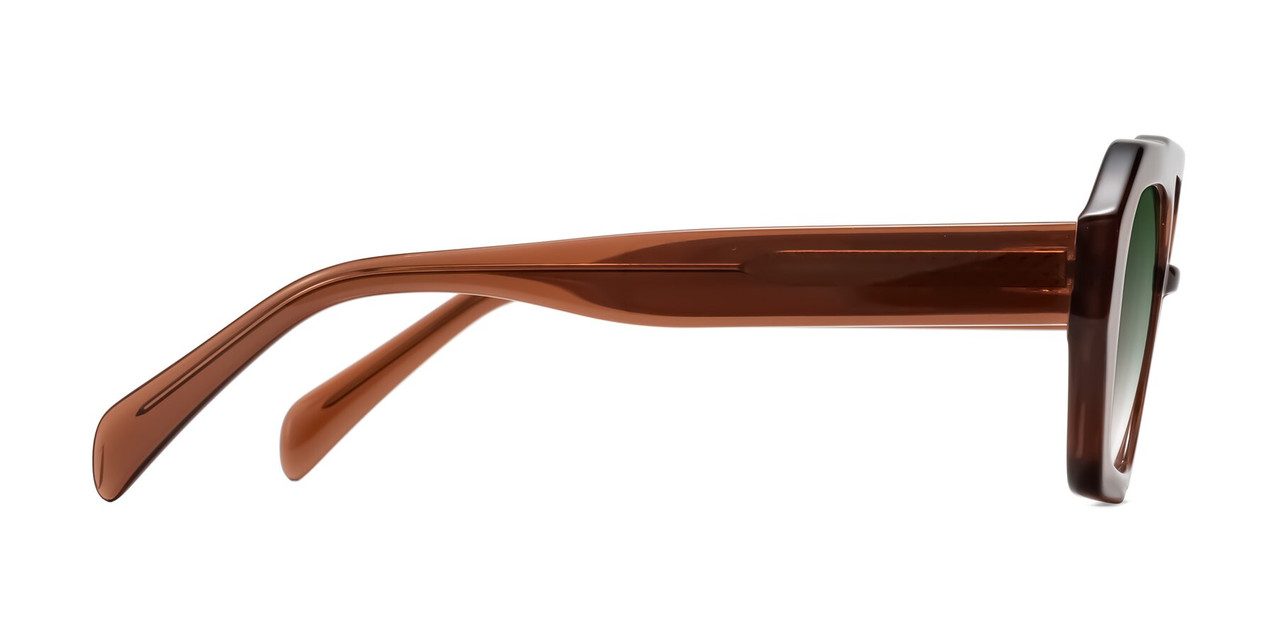 Side of Silva in Brown with Green Gradient Lenses
