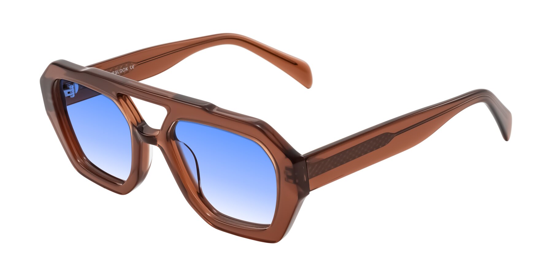 Angle of Silva in Brown with Blue Gradient Lenses