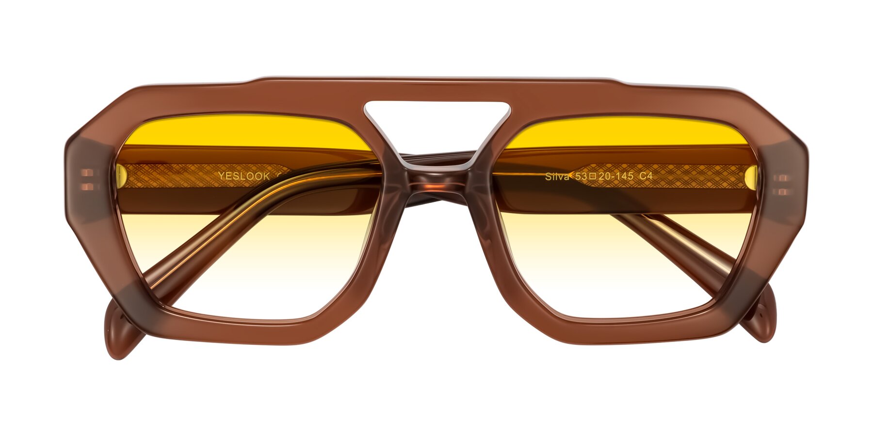 Folded Front of Silva in Brown with Yellow Gradient Lenses