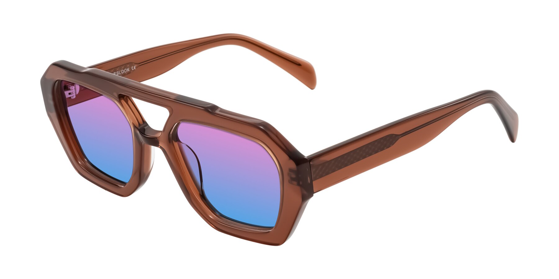 Angle of Silva in Brown with Pink / Blue Gradient Lenses