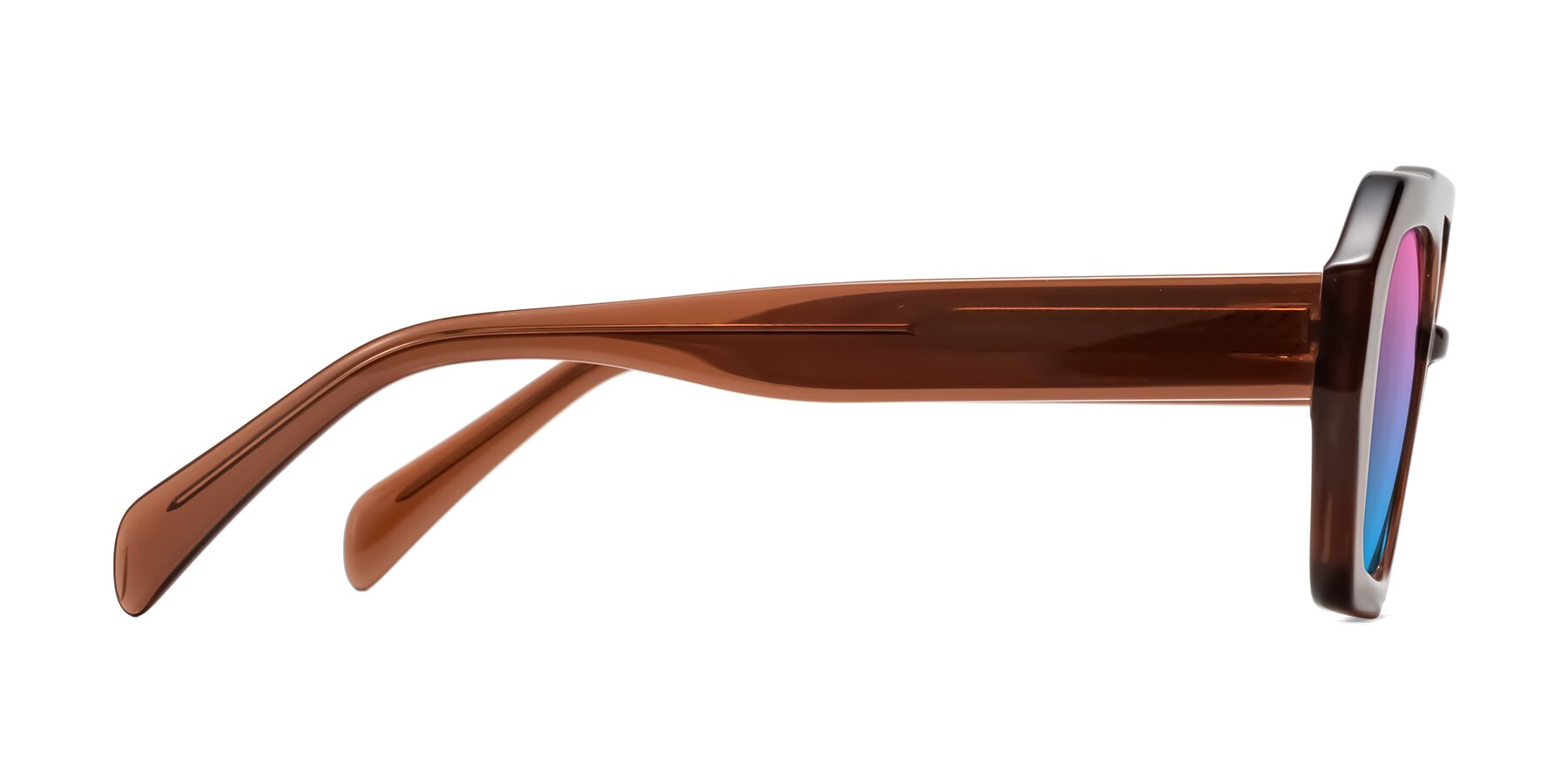 Side of Silva in Brown with Pink / Blue Gradient Lenses