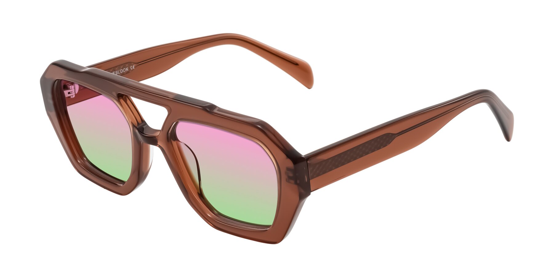 Angle of Silva in Brown with Pink / Green Gradient Lenses