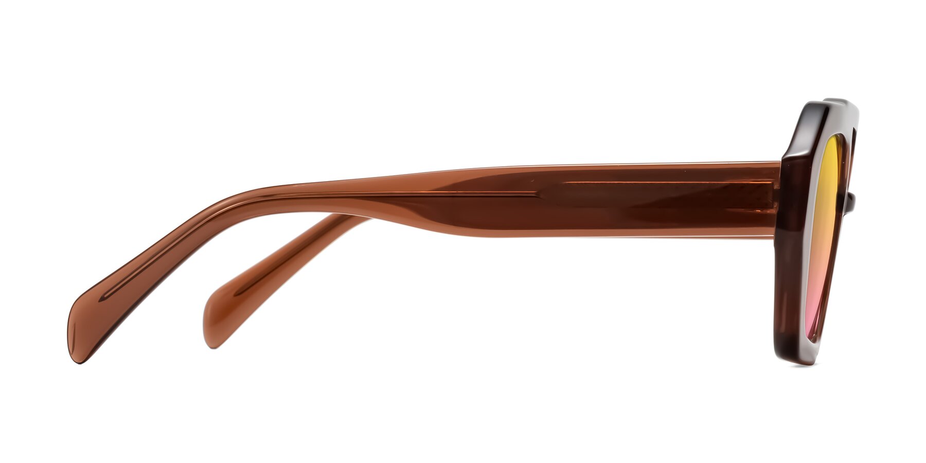 Side of Silva in Brown with Yellow / Pink Gradient Lenses