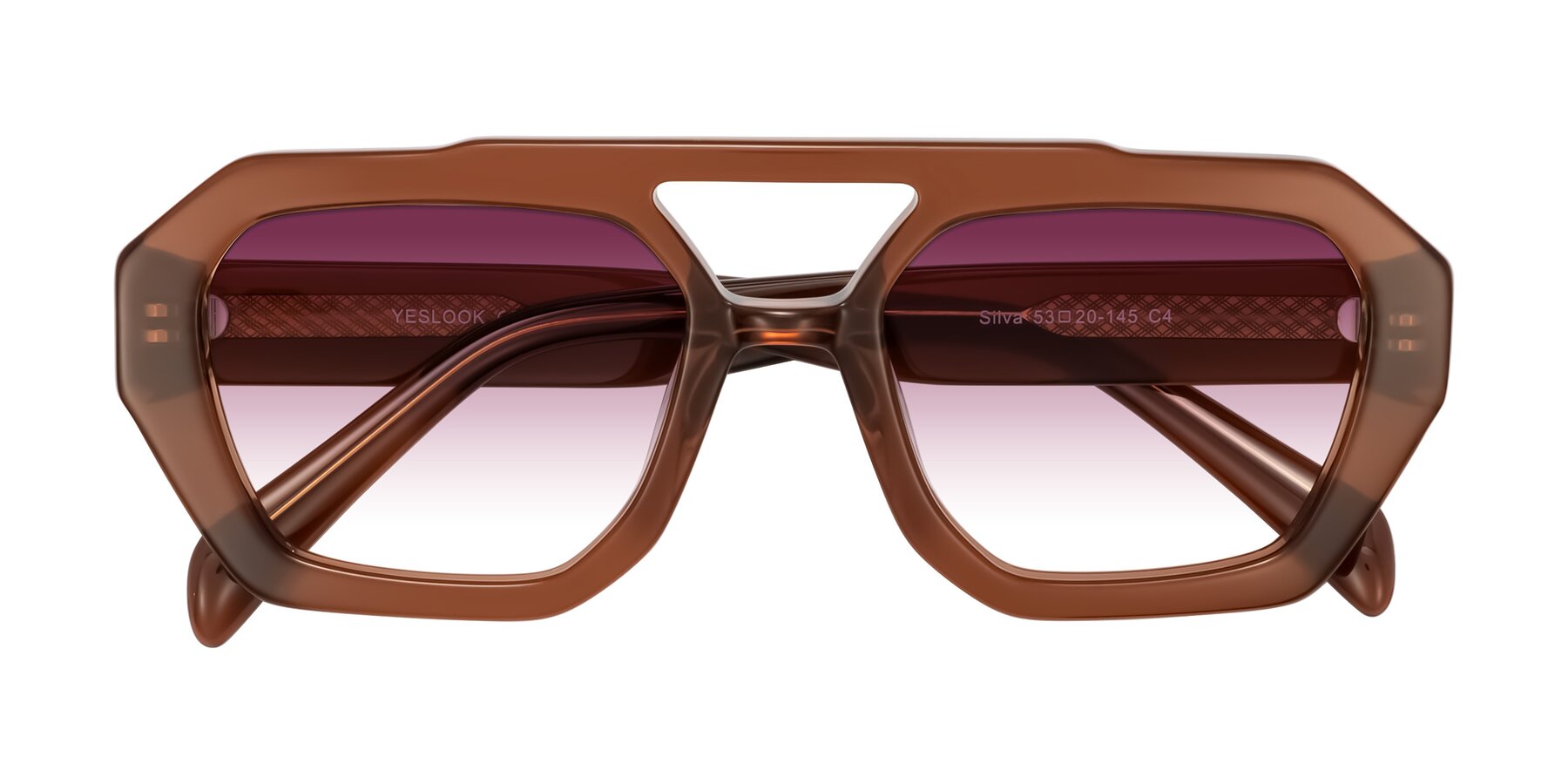 Folded Front of Silva in Brown with Wine Gradient Lenses