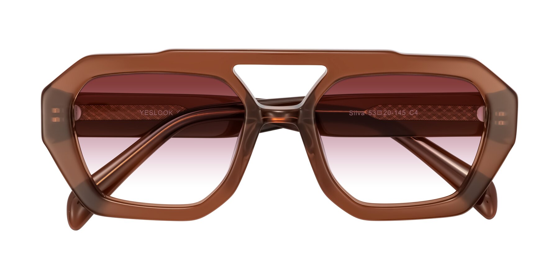 Folded Front of Silva in Brown with Garnet Gradient Lenses