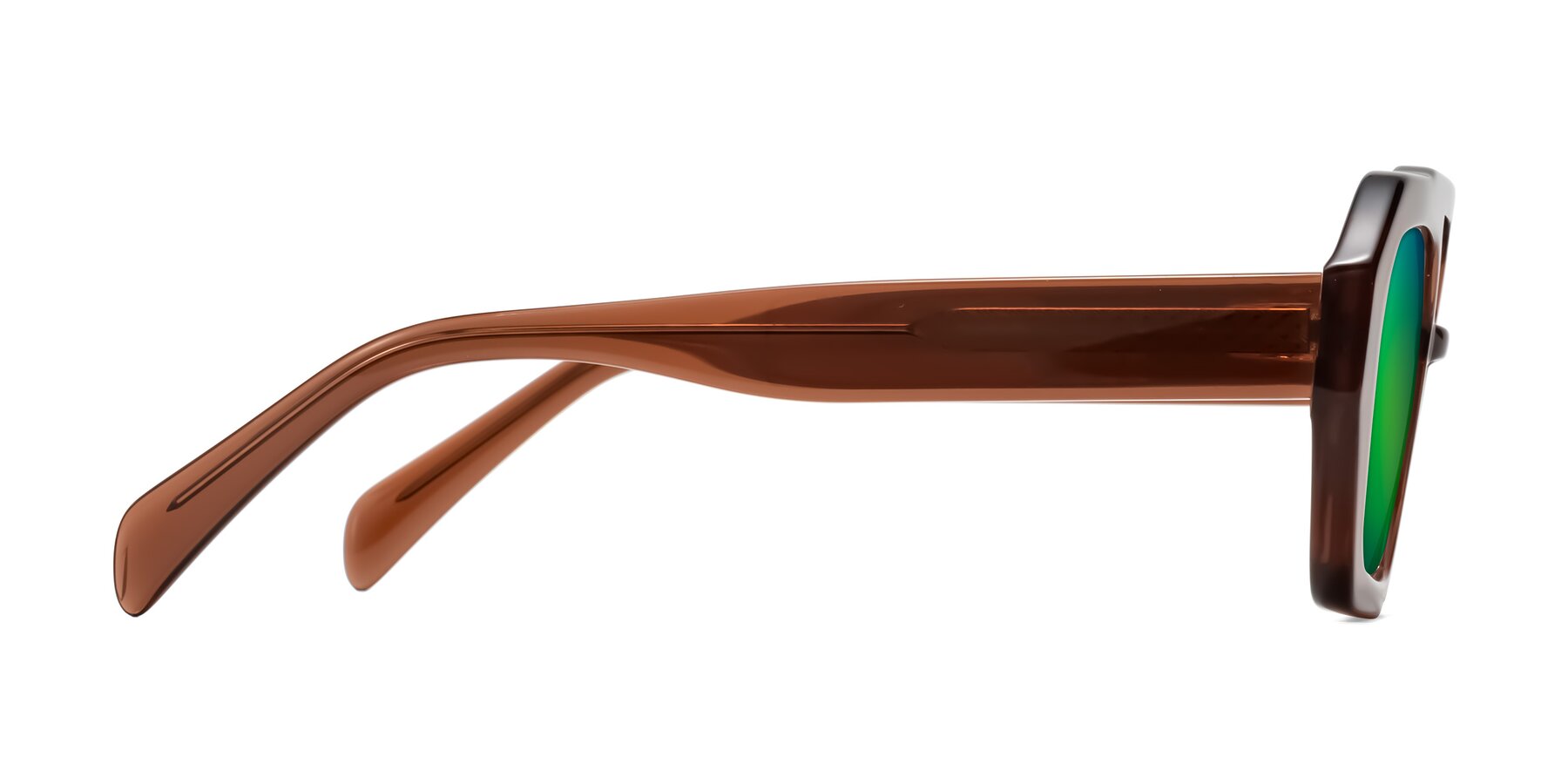 Side of Silva in Brown with Green Mirrored Lenses