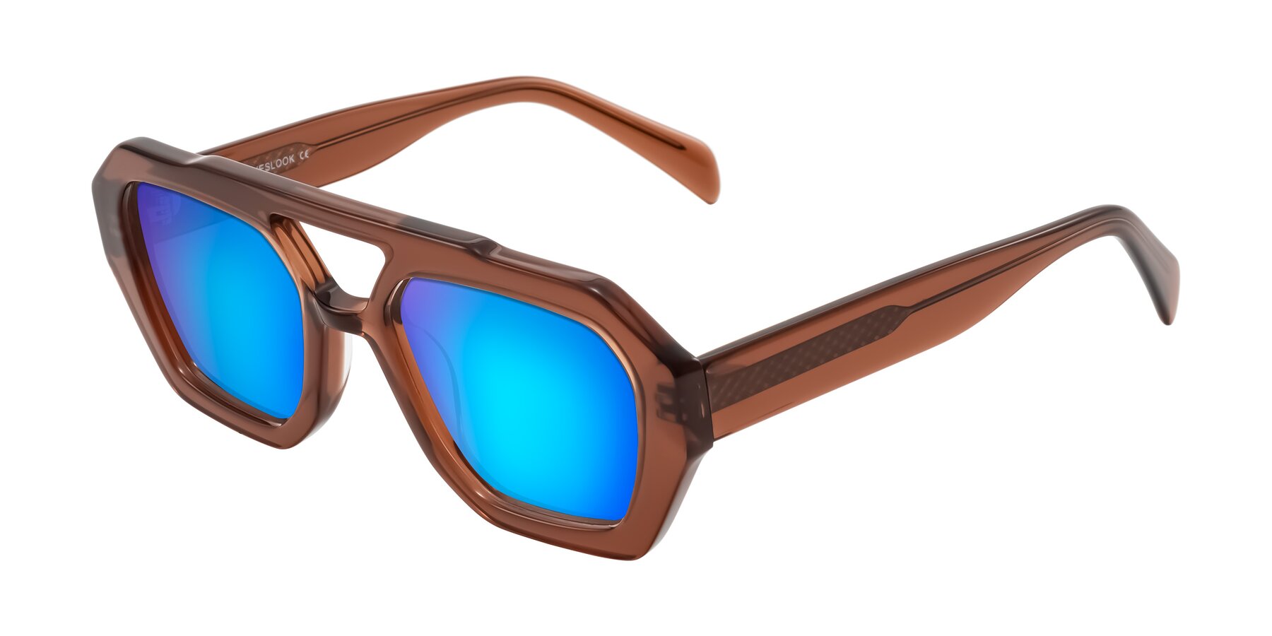 Angle of Silva in Brown with Blue Mirrored Lenses