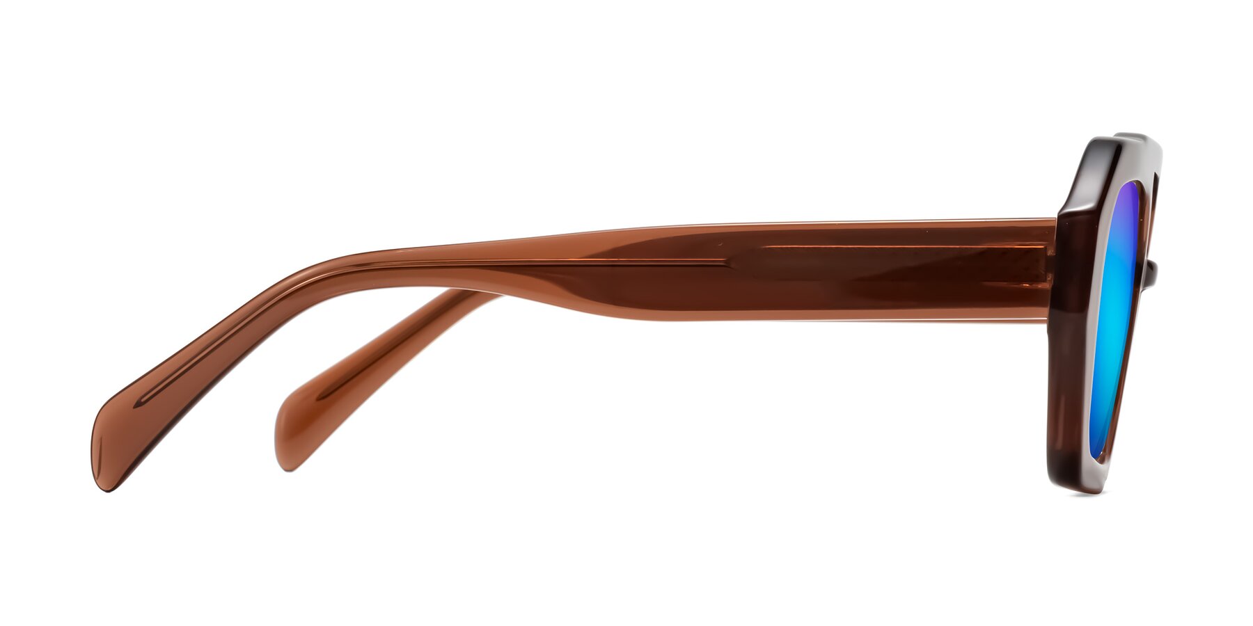 Side of Silva in Brown with Blue Mirrored Lenses