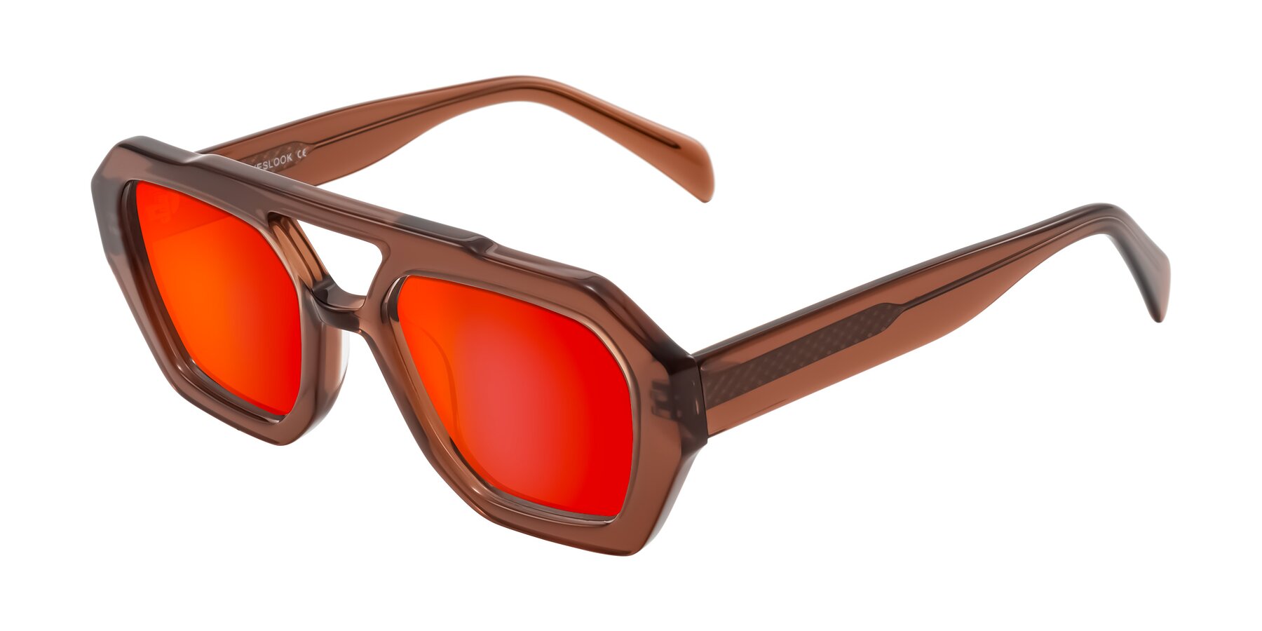 Angle of Silva in Brown with Red Gold Mirrored Lenses