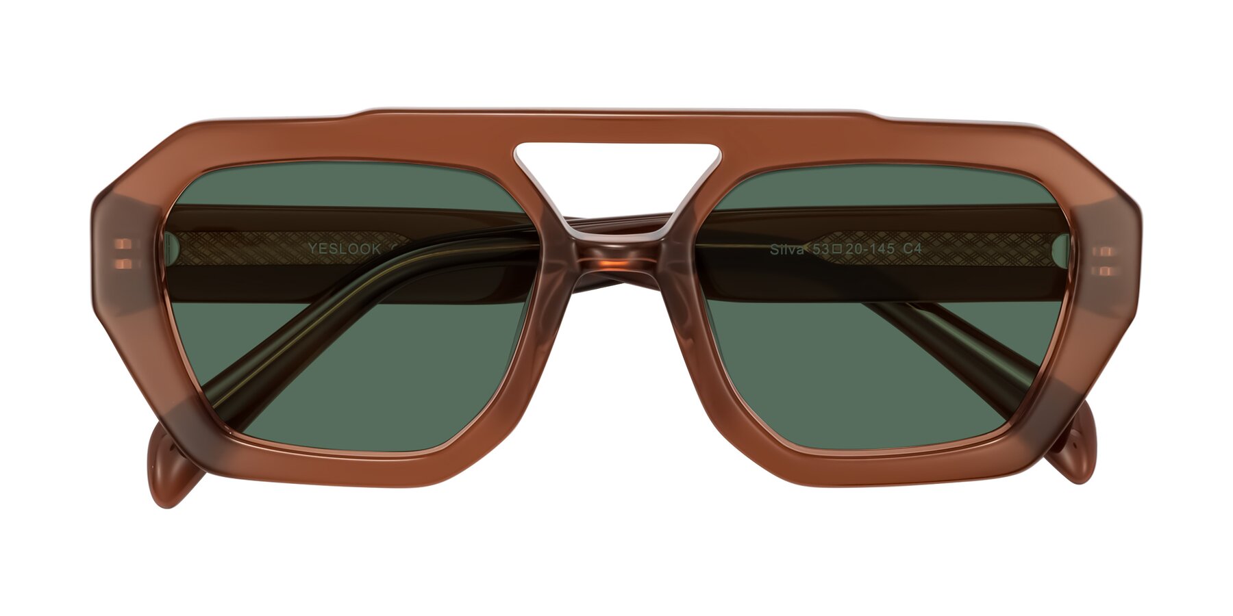 Folded Front of Silva in Brown with Green Polarized Lenses
